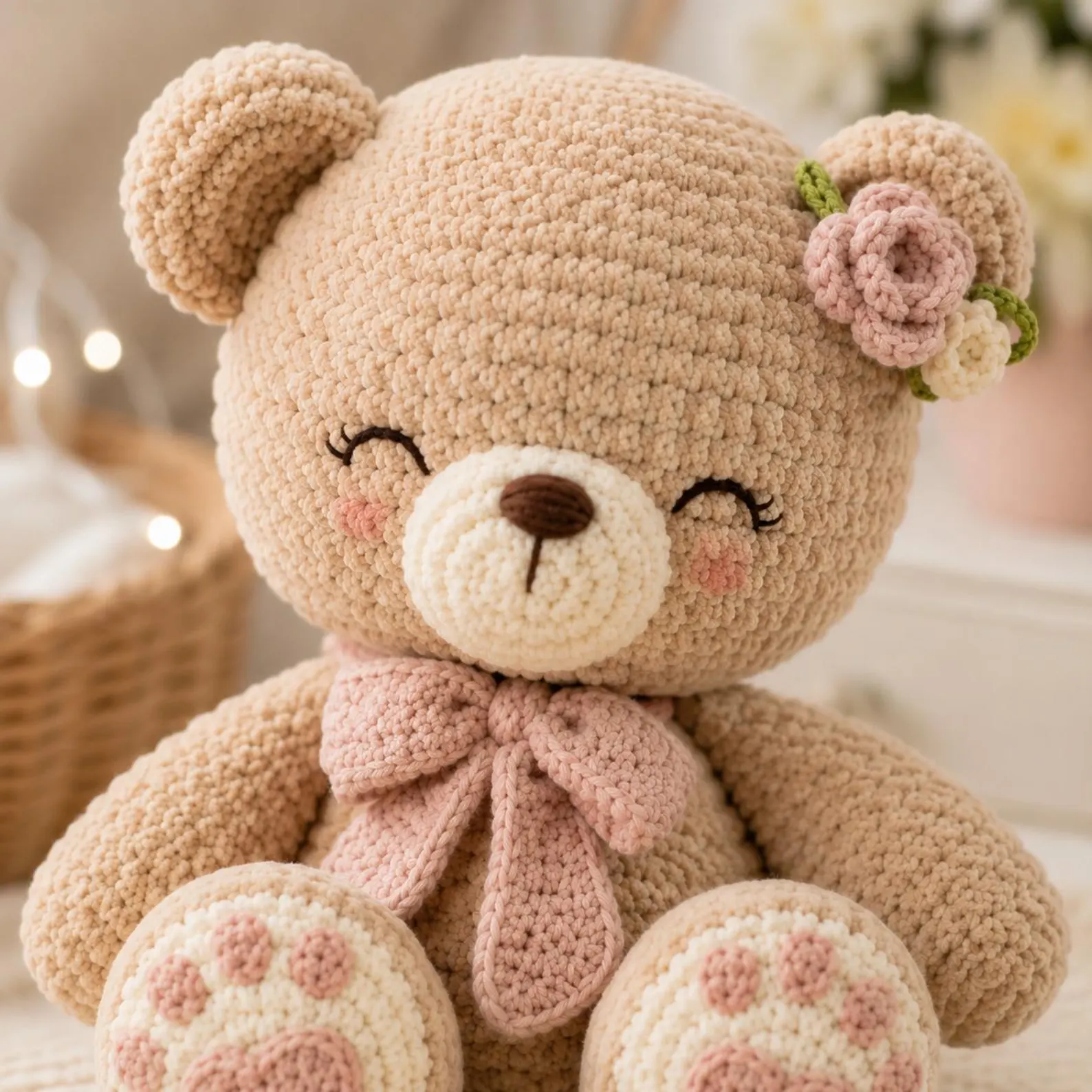 Teddy Bear Crochet Pattern PDF, Amigurumi Plush Bear Tutorial, Beginner Chenille Stuffed Animal DIY, Nursery Gift, Instant Download - Image 3